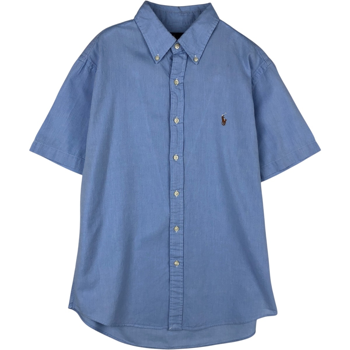 古着 ラルフローレン Ralph Lauren SLIM FIT スリムフィット CHAMBRAY OXFORD 半袖 ボタンダウンシャツ メンズL相当/eaa633134