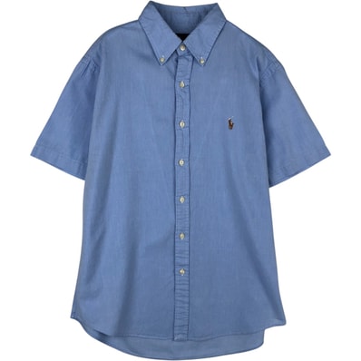古着 ラルフローレン Ralph Lauren SLIM FIT スリムフィット CHAMBRAY OXFORD 半袖 ボタンダウンシャツ メンズL相当/eaa633134