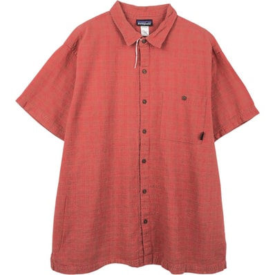 古着 パタゴニア Patagonia 53136S9 チェック柄 半袖 コットン×ヘンプシャツ ボックスシャツ メンズXL相当/eaa659111