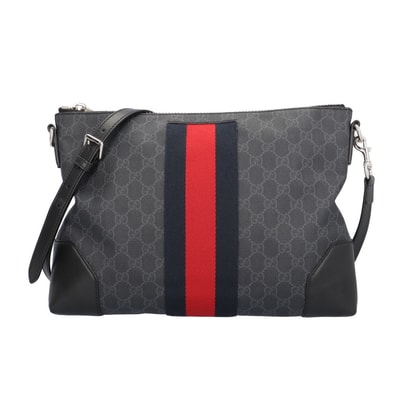 グッチ GGスプリーム シェリーライン ショルダーバッグ GGスプリームキャンバス 474139 ブラック メンズ GUCCI 中古