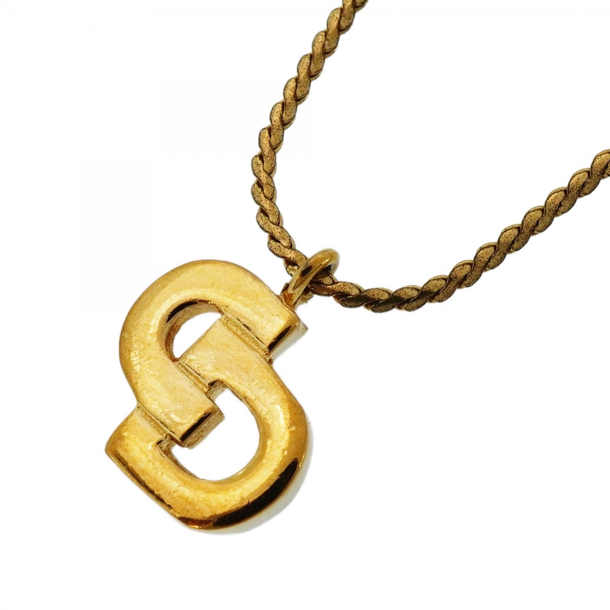 【6jdb0480-k】クリスチャンディオール ネックレス CDロゴ GPメッキ ゴールド【中古】レディース