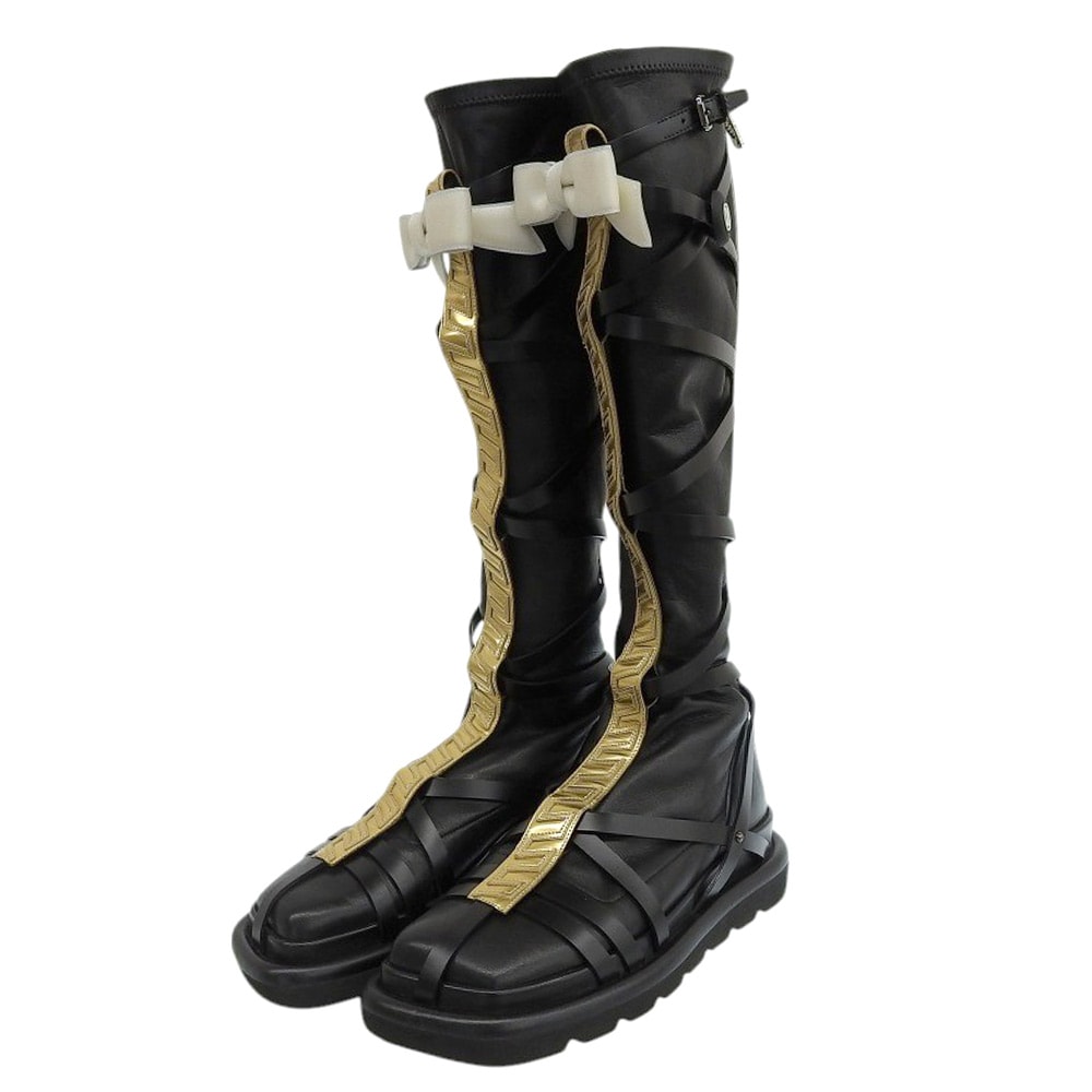 ルイヴィトン 美品 レザー スクエアピロー ライン ロングブーツ シューズ レディース 黒 ブラック 36 0271 21年 36