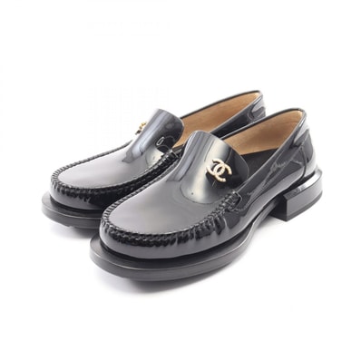 シャネル CHANEL ココマーク ローファー 靴 パテントレザー レディース ブラック系 【中古】