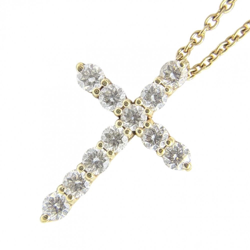 TIFFANY&Co. ティファニー ネックレス ジュエリー アクセサリー クロスペンダント スモール 18金 Au750 K18ゴールド ダイヤモンド0.42ct 60007469 レディース 約2.7g【中古品】