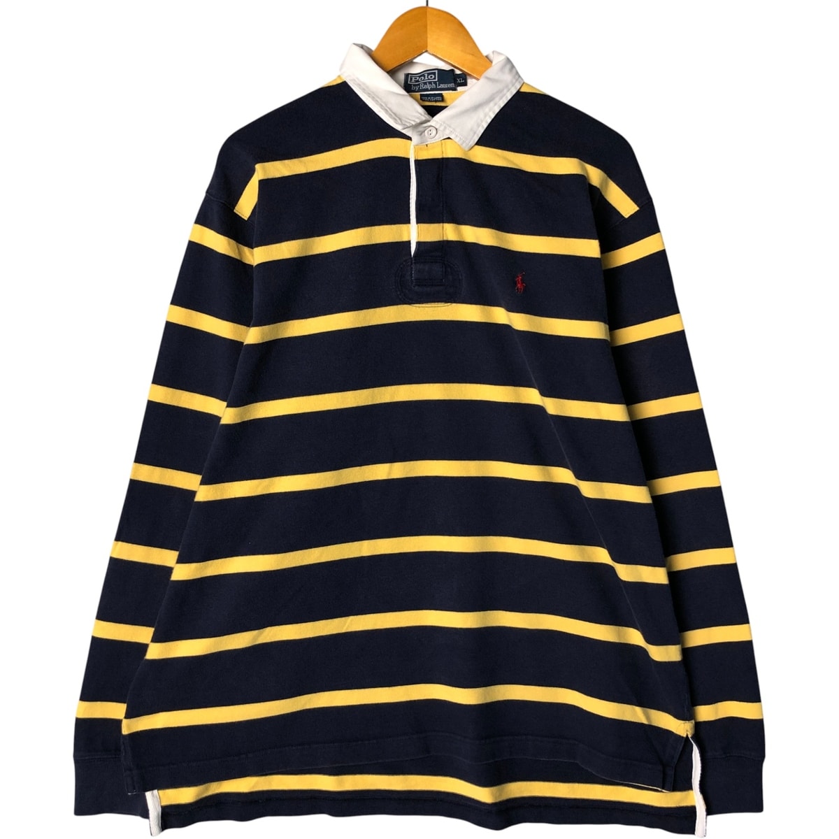古着 ラルフローレン Ralph Lauren POLO by Ralph Lauren ボーダー柄 長袖 ラガーシャツ メンズXL相当/eaa586575