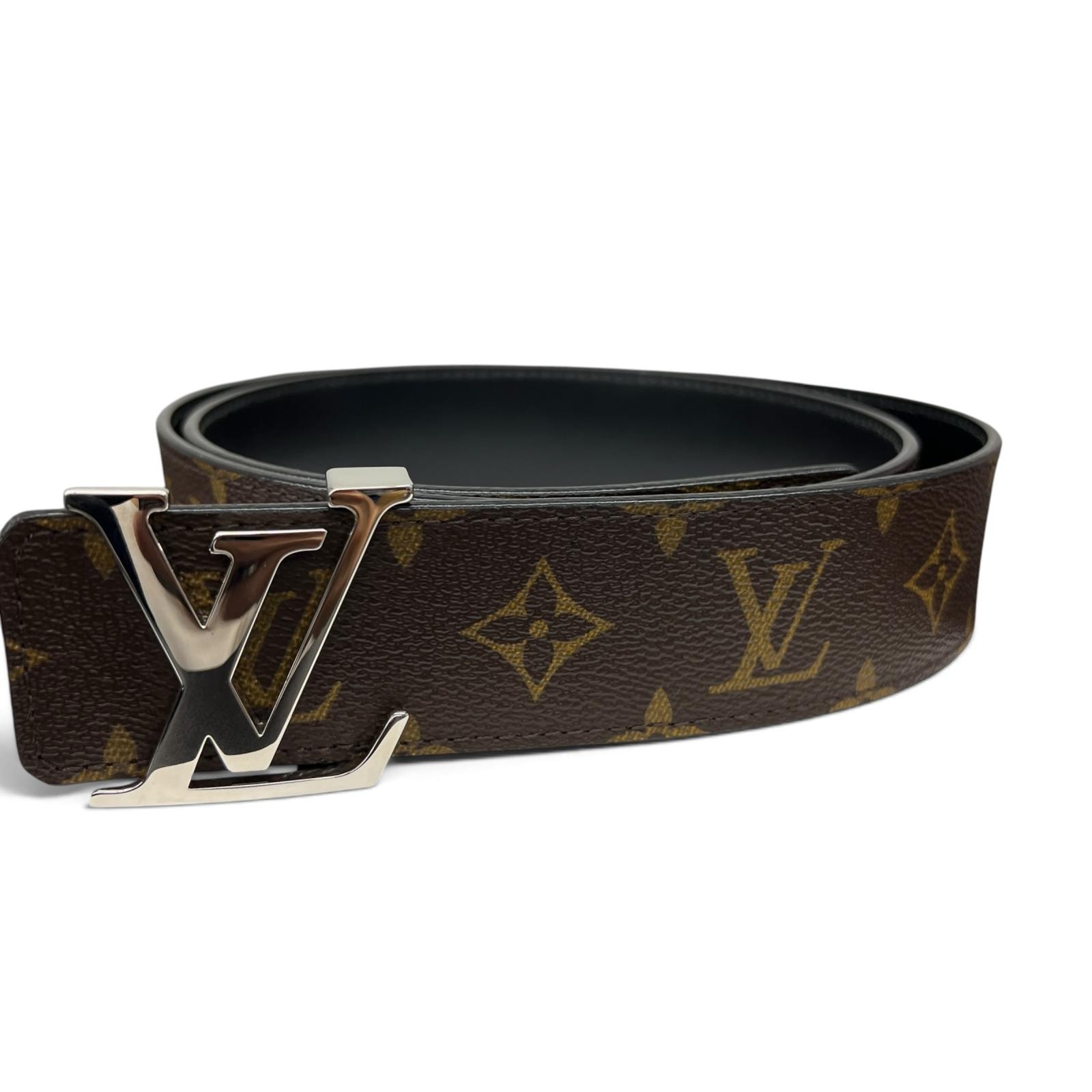 LOUIS VUITTON 極美品 ルイヴィトン ベルト LV イニシャル 40MM サンチュール モノグラム ベルト M9821T PVC レザー AC3165 ブラウン #95/38 メンズ LV ヴィトン Aランク 中古 鑑定済 ヴィトンベルト