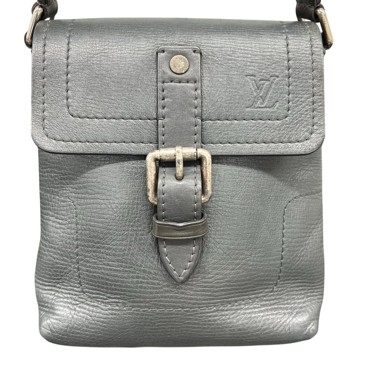 LOUIS VUITTON 希少 ルイヴィトン ユタライン ユマ バサルト ショルダーバッグ M97024 レザー RI4151 グレー クロスボディ ミニバッグ ポシェット Y2K ルイヴィトン LV Bランク 中古 鑑定済 ヴィトンバッグ