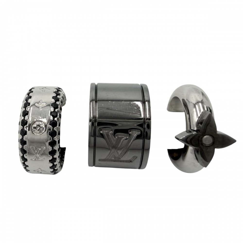 LOUIS VUITTON ルイヴィトン イヤリング イヤーカフ イヤカフ・モノグラム サークル 3個セット アクセサリー M01498 シルバー メンズ 約9.5(合計)g【中古品】