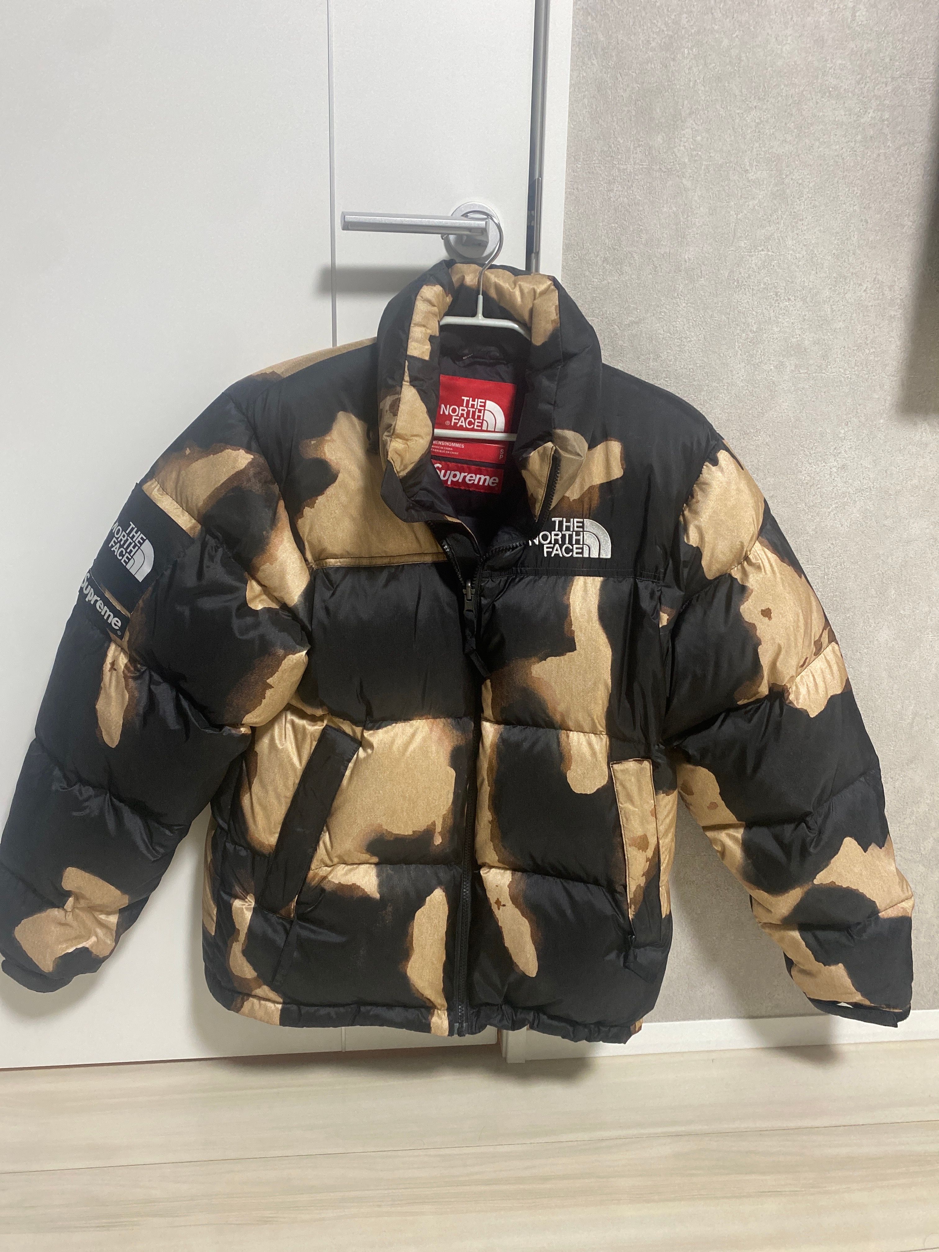 Supreme x The North Face Bleached Denim Print Nuptse Jacket "Black"