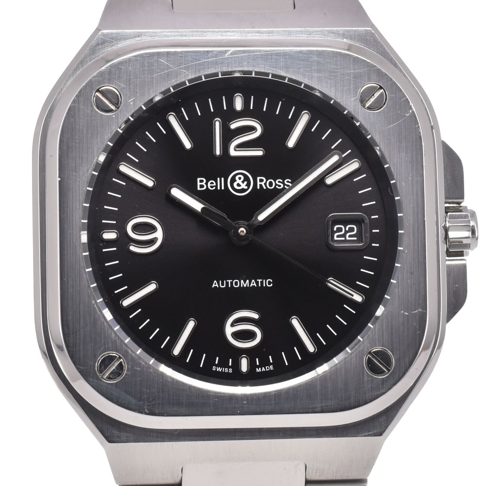 ベル&ロス Bell&Ross BR05A-BL-ST/SST BR05 ブラックスティール デイト ブラック 自動巻き メンズ 美品 箱・保証書付き 腕時計 H#147379