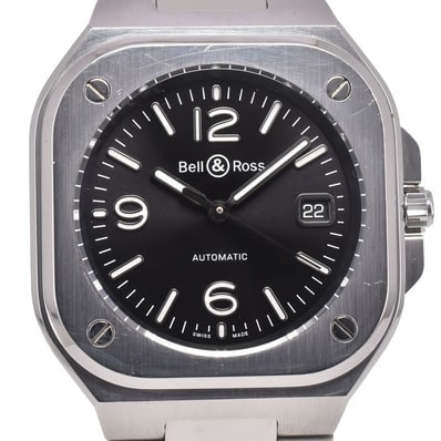 ベル&ロス Bell&Ross BR05A-BL-ST/SST BR05 ブラックスティール デイト ブラック 自動巻き メンズ 美品 箱・保証書付き 腕時計 H#147379