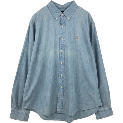 古着 ラルフローレン Ralph Lauren SLIM FIT ボタンダウン 長袖 シャンブレーシャツ メンズXL相当/eaa678450
