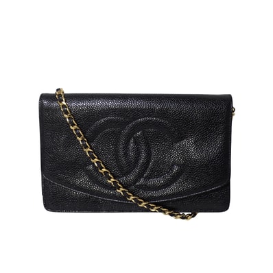CHANEL シャネル ココマーク チェーンウォレット P16098 キャビアスキン ヴィンテージ ブラック レディース ショルダーバッグ