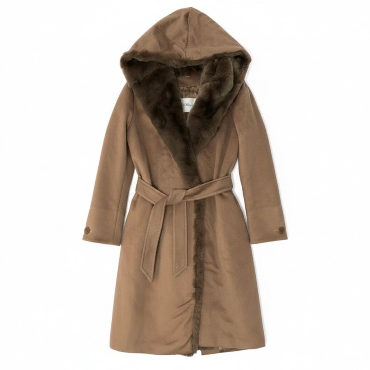 MAX MARA マックスマーラ ブラウン アルパカ ウール/ ファーコート ジャケット A3-00251 【中古】