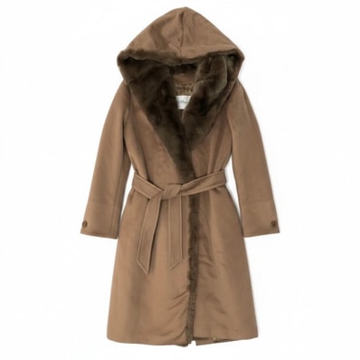 MAX MARA マックスマーラ ブラウン アルパカ ウール/ ファーコート ジャケット A3-00251 【中古】