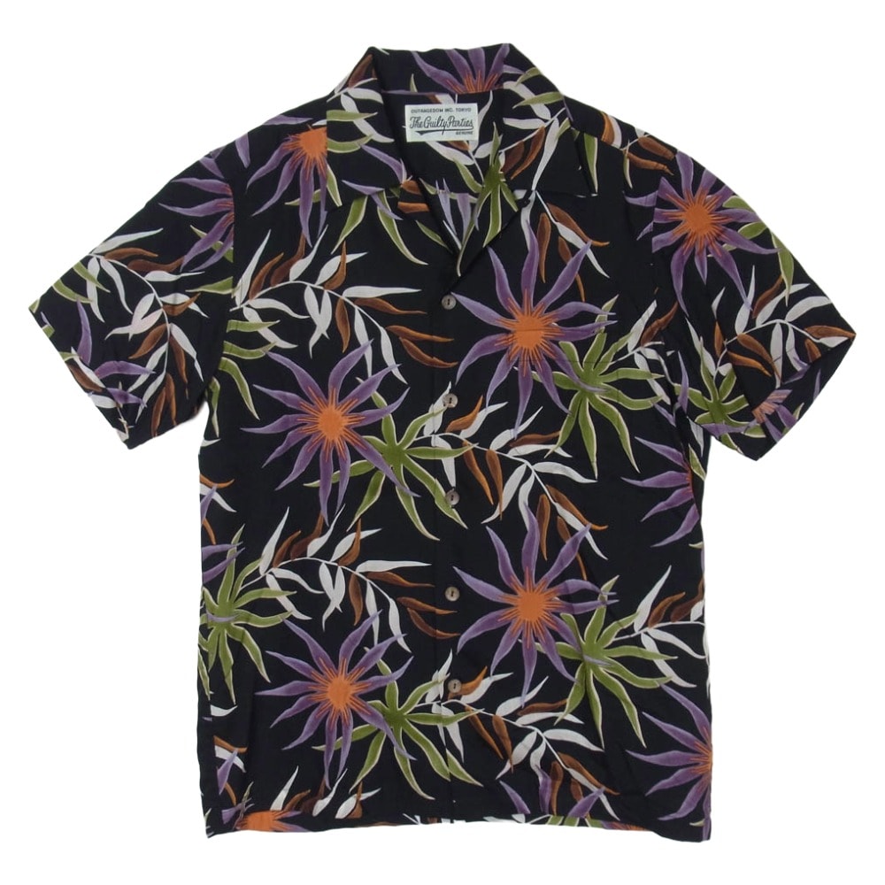 WACKO MARIA ワコマリア 16SS 16SS-WMS-HI02 PRINTED FLOWER S/S HAWAIAN SHIRTS フラワー柄 ハワイアン オープンカラーシャツ 開襟 半袖 シャツ ブラック系 S【中古】