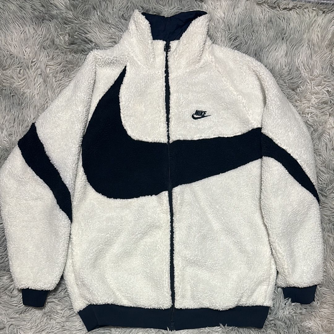 Nike Big Swoosh Reversible Boa Jacket "Sail/Dark Obsidian"
