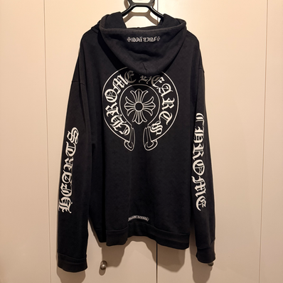 Chrome Hearts Vertical Horseshoe Print Hoodie "Black"