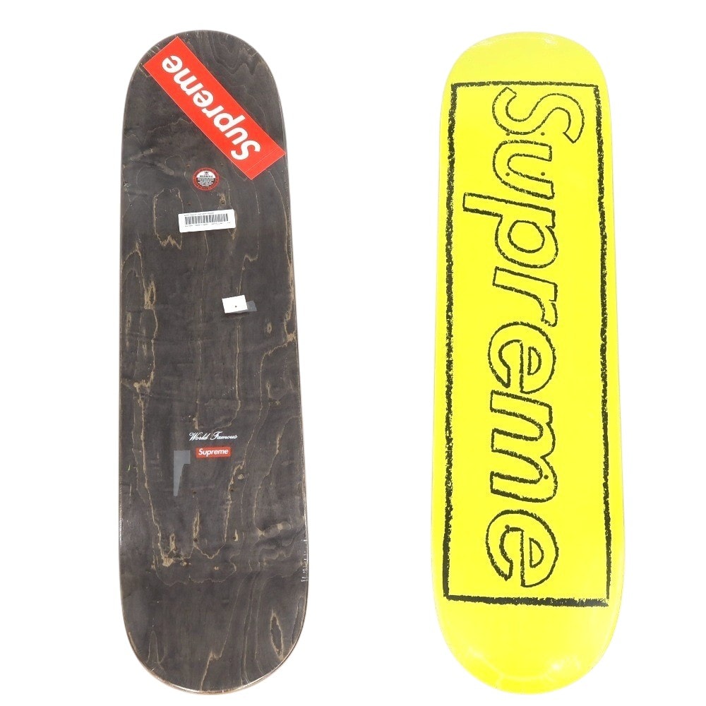 【中古】シュプリーム Supreme 2021年春夏 KAWS Chalk Logo Skateboard スケートボード デッキ スケボー イエロー【サイズ8.125×32.125】【メンズ】
