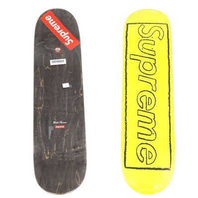 【中古】シュプリーム Supreme 2021年春夏 KAWS Chalk Logo Skateboard スケートボード デッキ スケボー イエロー【サイズ8.125×32.125】【メンズ】