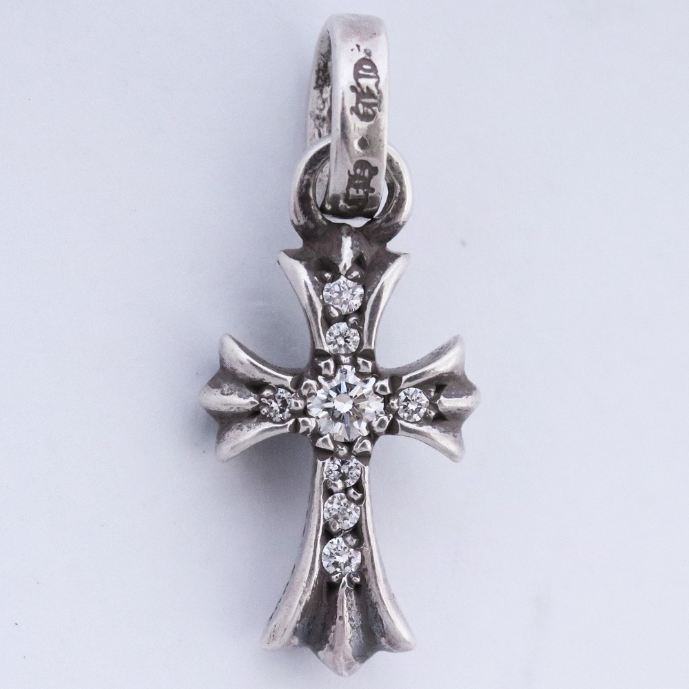 Chrome Hearts Cross Baby Fat Charm Pave Diamond "Silver"