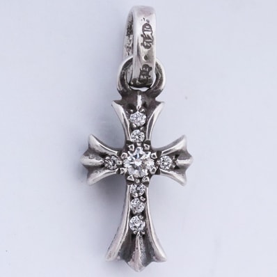Chrome Hearts Cross Baby Fat Charm Pave Diamond "Silver"