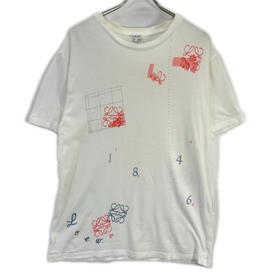 ロエベ H6299710SI ホワイト アナグラム プリントTシャツ L