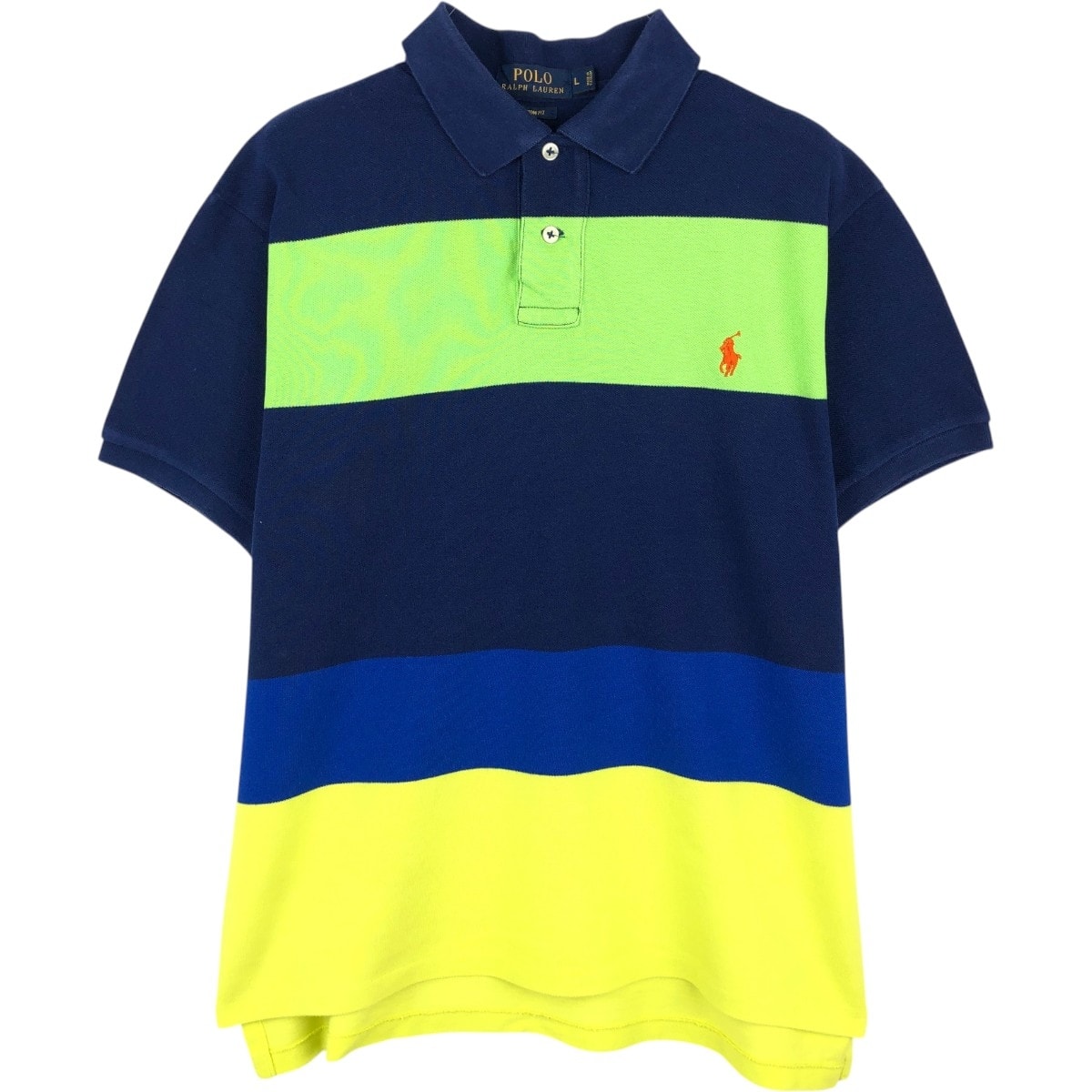 古着 ラルフローレン Ralph Lauren POLO RALPH LAUREN CUSTOM FIT マルチボーダー 半袖 ボーダー ポロシャツ メンズL相当/eaa656567