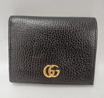 GUCCI GG Marmont Leather Card Case Wallet "Black"