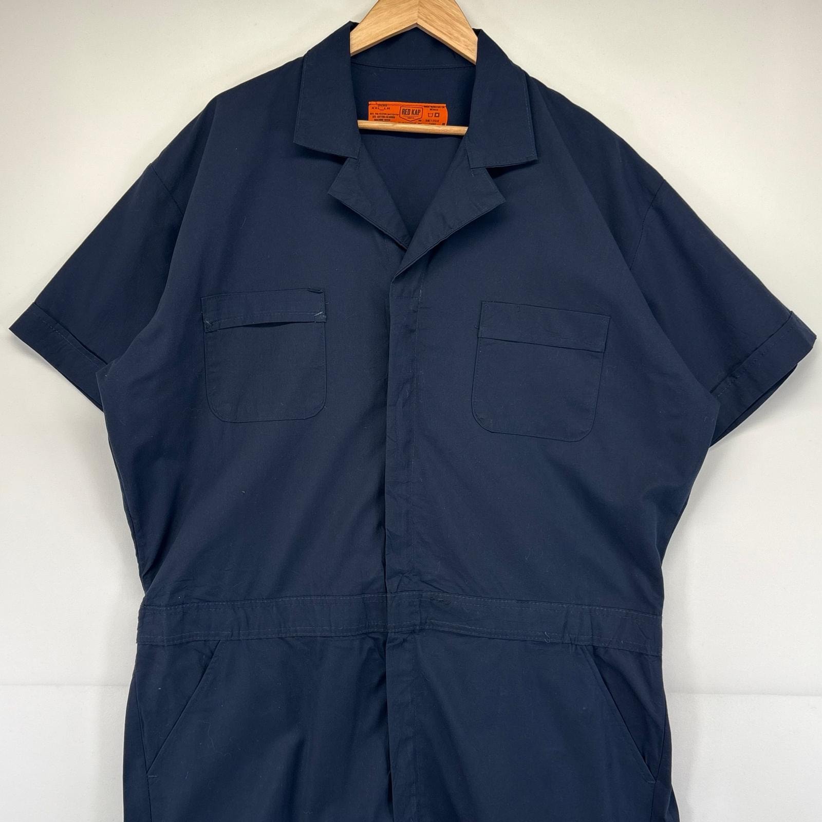 古着 レッドキャップ RED KAP 半袖つなぎ オールインワン 大きいサイズ 作業着 無地 ワーク 14041 ネイビー メンズ