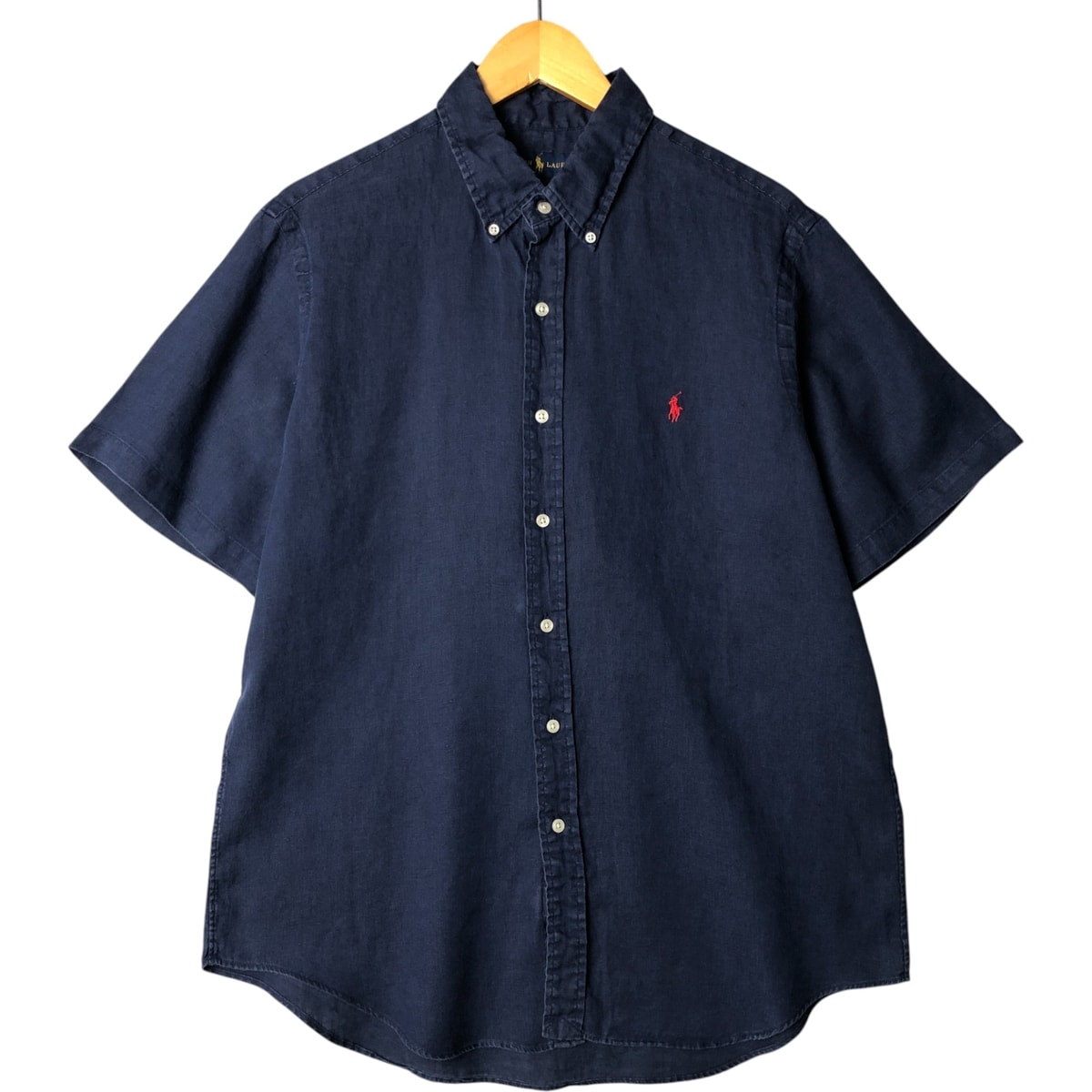古着 ラルフローレン Ralph Lauren 半袖 リネン ボタンダウンシャツ メンズL相当/eaa576969