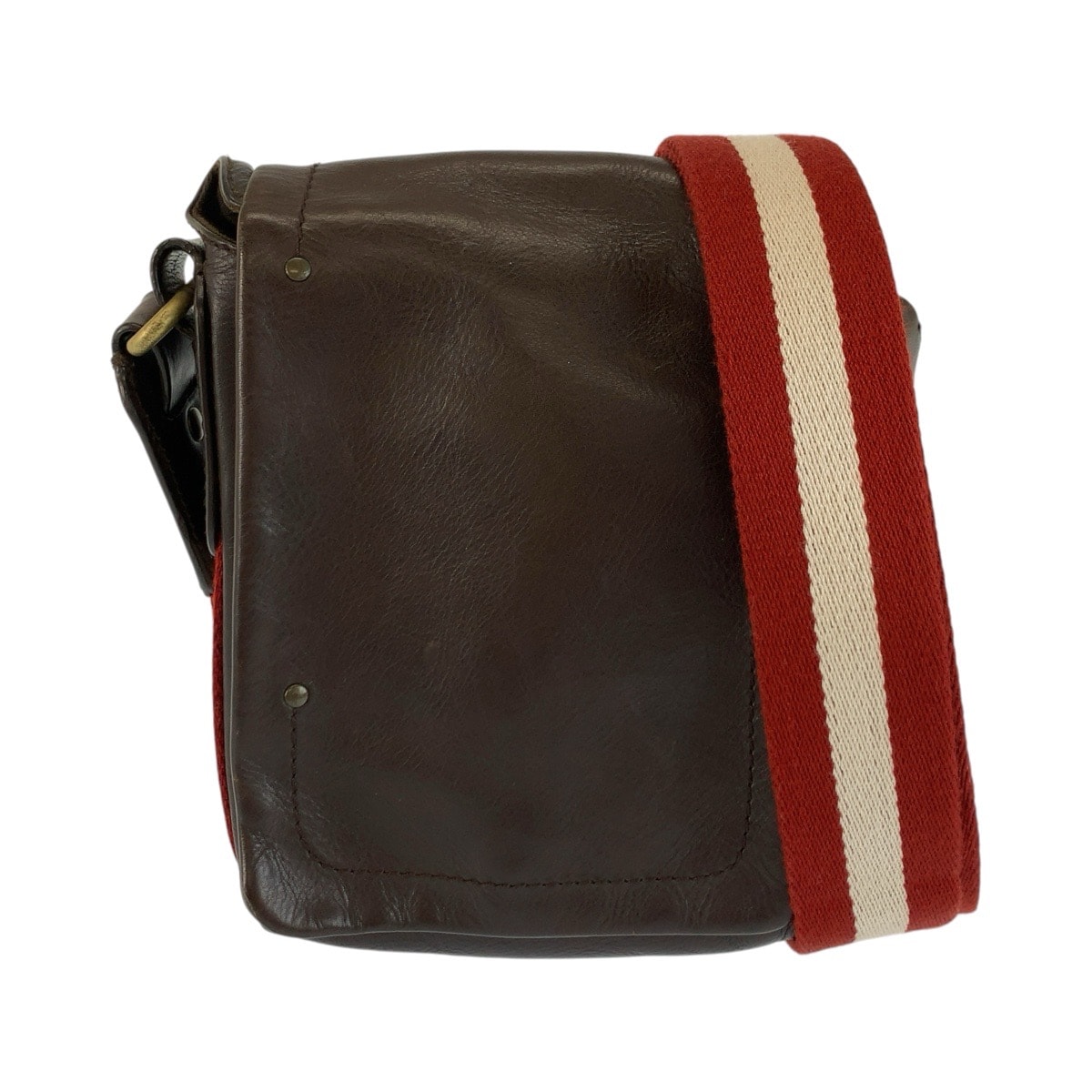 美品 BALLY バリー トレインスポッティング ブラウン レッド ゴールド金具 レザー キャンバス/ ショルダーバッグ ポシェット 604624 【中古】
