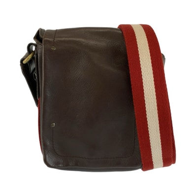 美品 BALLY バリー トレインスポッティング ブラウン レッド ゴールド金具 レザー キャンバス/ ショルダーバッグ ポシェット 604624 【中古】