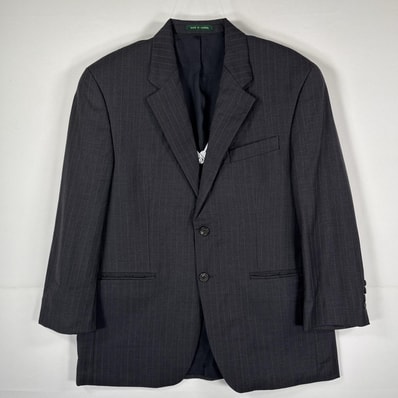 古着 ラルフローレン RALPH LAUREN テーラードジャケット ブレザー スーツ ウール M グレー ストライプ メンズ