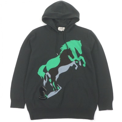 極美品 エルメス パーカー Chess and Shadow ダークグリーン メンズ XL