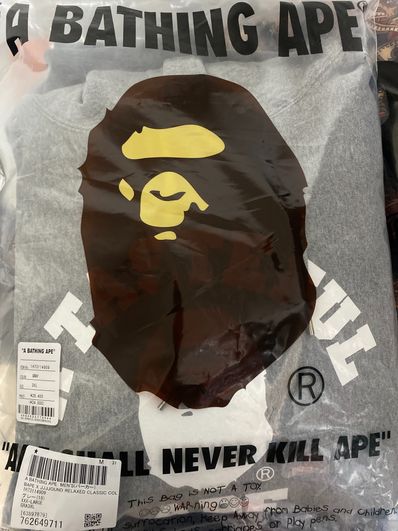 A BATHING APE X JJJJOUND RELAXED CLASSIC COLLEGE PULLOVER HOODIE "Grey"