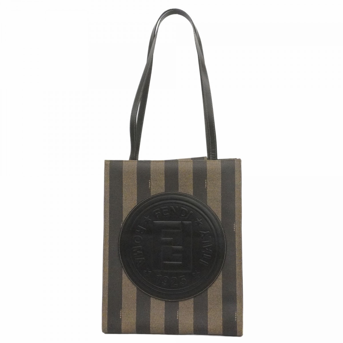 【6dc3394】フェンディ トートバッグ ペカン PVC ブラック ブラウン ゴールド金具【中古】レディース