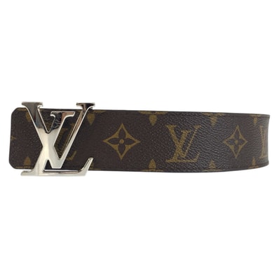 美品 LOUIS VUITTON ルイヴィトン モノグラム サンチュール LVイニシャル 85cm/34インチ ブラウン ブラック シルバー金具 PVC レザー/ ベルト リバーシブルベルト 602465 【中古】