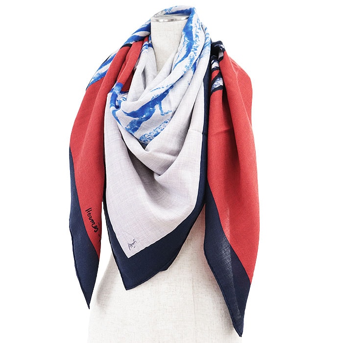 【新品同様】 エルメス CHEVAUX AU PRE 草原の馬 カレジェアン140 スカーフ ユニセックス マルチカラー HERMES