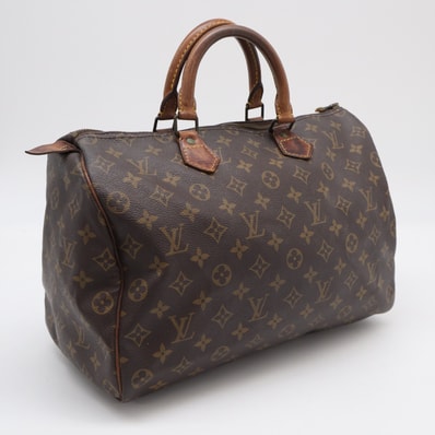LOUIS VUITTON ルイ・ヴィトン モノグラム スピーディ35 M41524 ハンドバッグ ブラウン コーティングキャンバス レザー レディース