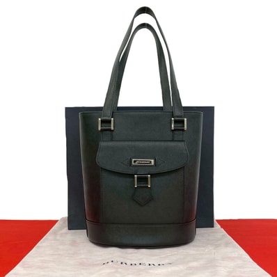 BURBERRY バーバリー ノバチェック 柄 ロゴ 金具 レザー トートバッグ ブラック
22002