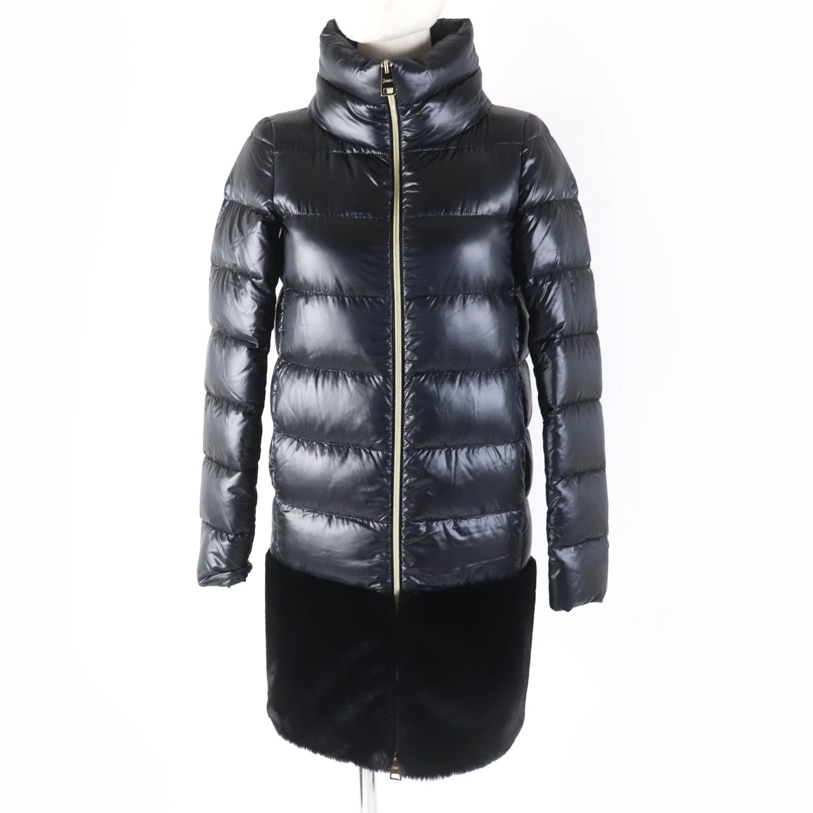 極美品 ヘルノ ダウンコート ブラック レディース 36 PI1017D