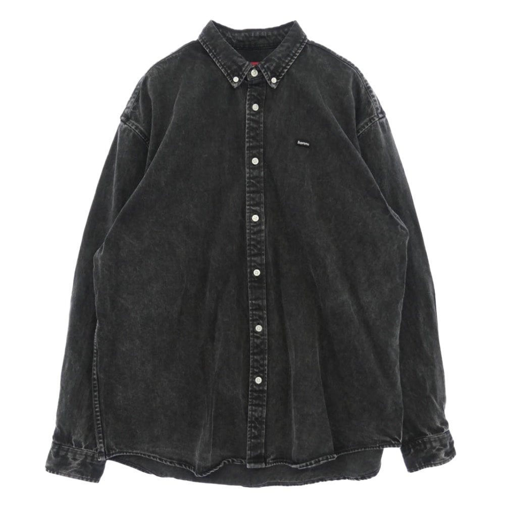 Supreme シュプリーム 25SS Small Box Denim Shirt スモールボックス デニム 長袖 ボタンダウン シャツ ブラック系 L【中古】