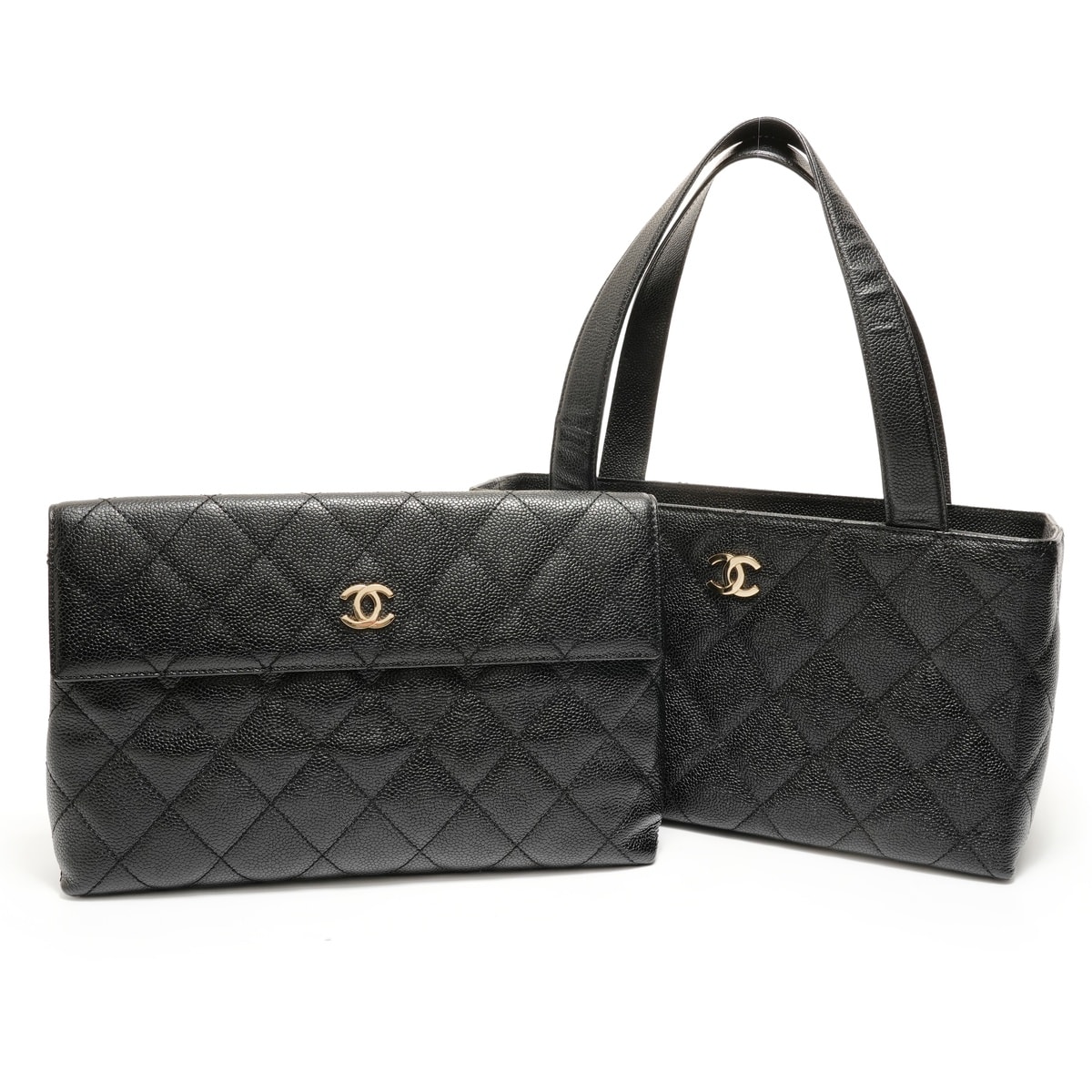 シャネル CHANEL 7番台 キャビアスキン マトラッセ 金具ゴールド ショルダーバッグ【中古】