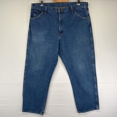 古着 ディッキーズ Dickies デニムパンツ 5ポケット ジーンズ ジーパン 色落ち ワークパンツ w38 L30 ブルー メンズ