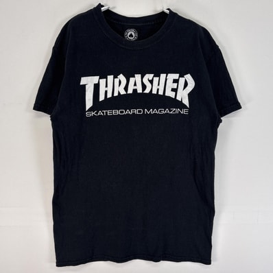 古着 スラッシャー THRASHER 半袖Tシャツ プリント ロゴ 肉厚 スケボー S ブラック メンズ