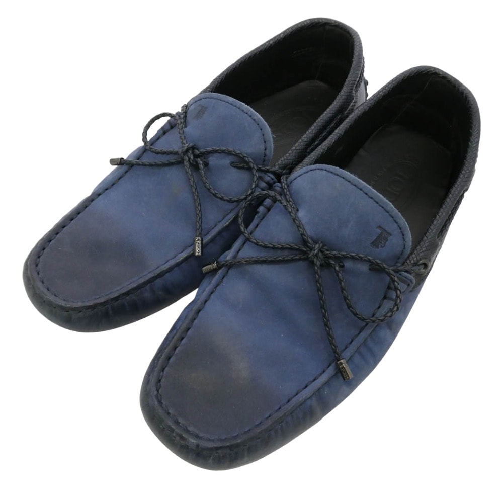 TOD’S トッズ ゴンミーニ ドライビング ヌバック レザー シューズ ネイビー系 6.5【中古】