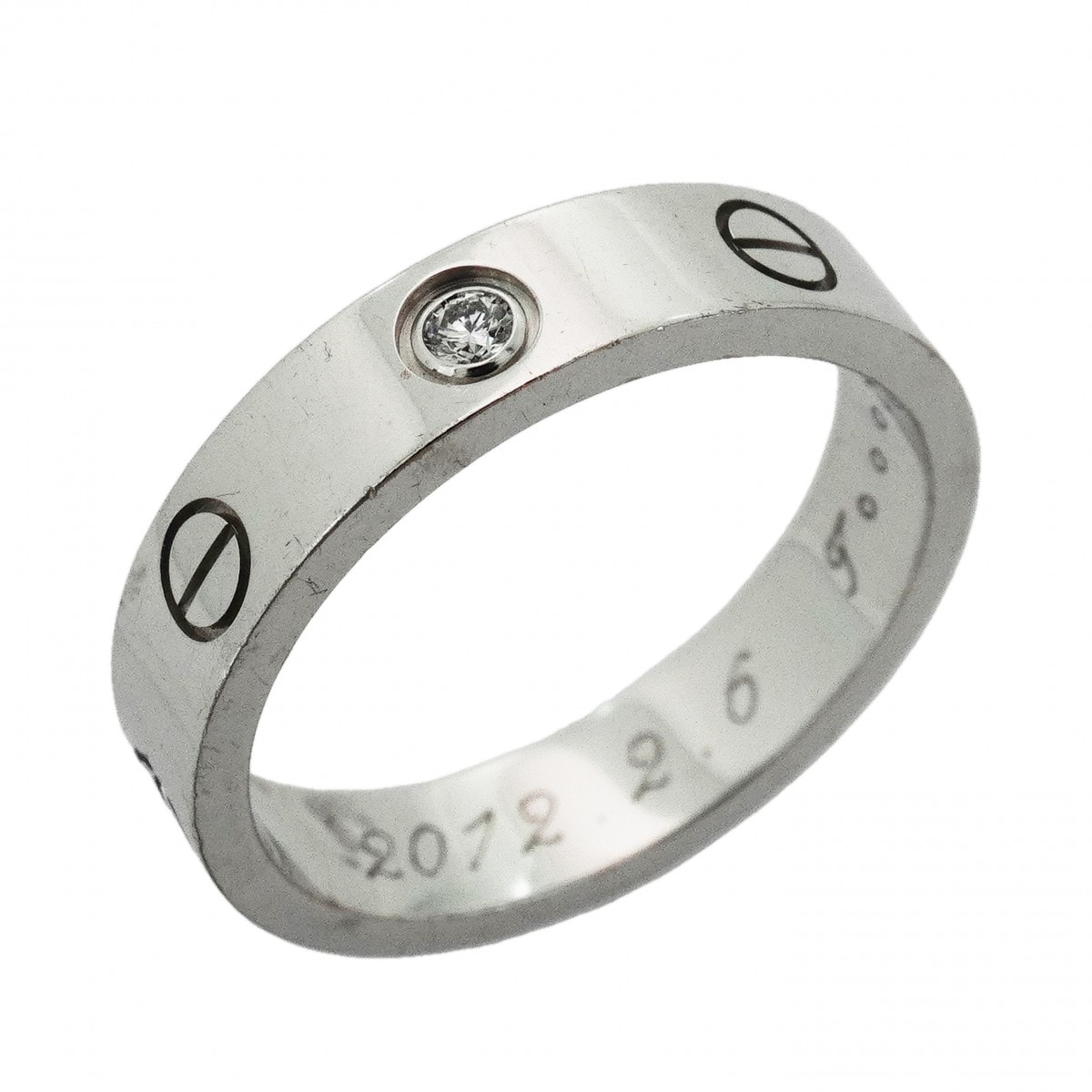 【6jdb0422-25】カルティエ リング ミニラブ 1PD K18WG ホワイトゴールド ダイヤモンド #51【中古】レディース