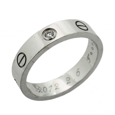 【6jdb0422-25】カルティエ リング ミニラブ 1PD K18WG ホワイトゴールド ダイヤモンド #51【中古】レディース