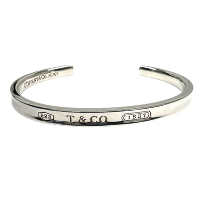 TIFFANY 極美品 ティファニー 1837 ナロー カフ バングル シルバー SV925 約16cm ブレスレット 箱・保存袋付属 プレゼント ギフト レディース Aランク 中古 鑑定済 ティファニーブレスレット